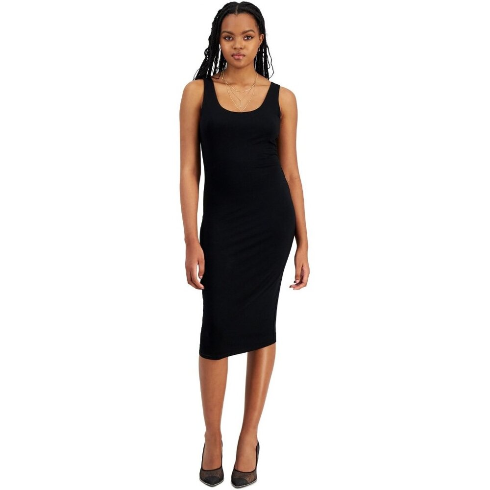 Bar III Petite Scoop-Neck Sleeveless Jersey Midi Dress Black Size PP
